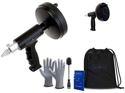 Paulson & Svenson - Profi Rohrreinigungsspirale (7,5m Komplett-Set) Abflussspirale zur Abfluss Rohrreinigung - Reinigungsspirale für Waschbecken, Badewanne, Dusche, Toilette, WC Spirale/Rohrspirale