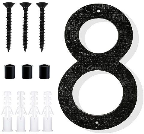 Numéros de Maison Flottants, 20cm Grand Numéros de Porte Noirs Montage Facile Numéros d'Adresse Numéros de Maison Modernes pour Adresse Boîte aux Lettres Maison Extérieur (Numéro 8)