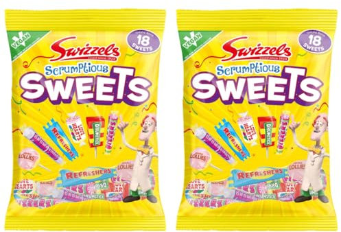 2 Pack x 173g - Scrumptious Sweets - Includes - Double Lollies - Refreshers - Drumsticks - Parma Violets - Fizzers - Love Hearts - Delicious Soft Gum Squashies - Delicious For family And Friends