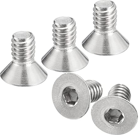 QUARKZMAN 1/4-20x1/2 Plana Avellanada Hueca Cabeza Tornillos, 30uds 304 Inoxidable Acero Hexagonal Zócalo Plana Cabeza Tornillos, Completa Rosca, Avellanados Pernos