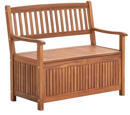 Dehner Truhenbank Westminster, Gartenbank mit Stauraum, 2 Sitzplätze, FSC®-zertifiziertes Akazienholz, 91 x 99 x 57 cm, Natur-Farben