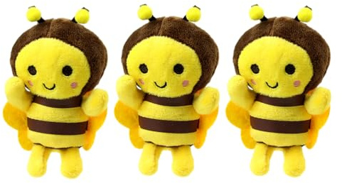 ifundom 3 Pièces Mini Jouets en Peluche Abeille 5 Pouces Mignon Doux en Peluche Abeille Porte-Clés Réaliste Petite Abeille en Peluche pour Les Anniversaire Thème Animal