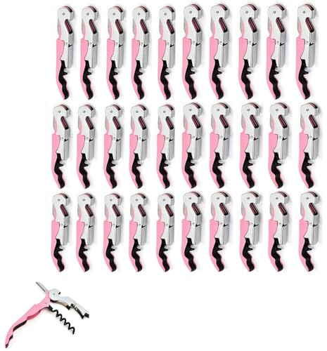 Cerniere in Acciaio Inox Cavatappi Chiave del Vino per i Camerieri del Ristorante, Sommelier, Baristi (pink 30 pieces)