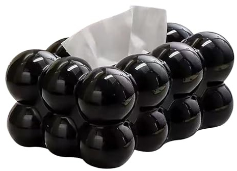 Luckxing Marshmallow-Form Taschentuchbox, Taschentuch-Aufbewahrungsbox, Kreativ Kosmetiktücher Box, Haushalts Wohnzimmer Papiertaschentuchbox, Restaurant Modernes Taschentuchbox, Schwarz, Polypropylen
