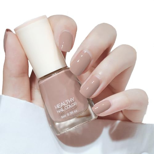Nude Nail Polish, Quick Dry Nail Varnish - Oil Based Natural Long Lasting nail polish - No Need Uv Nail Paint For Diy Nail Art Manicure At Home -French Manicure (4#Nude)