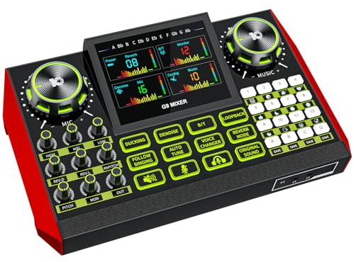 G9 Gaming Audio Mixer，Podcast Equipment Live Sound Card for Streaming，Audio Interface DJ Mixer Sound Card/Board Condenser Microphone for Tiktok Gaming Video Content Creator Kit.