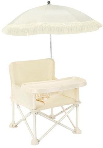 Sitzerhöhung zum Babyessen,Baby-Fütterungsstuhl,Faltbarer Reise-Sitzerhöhung mit Sonnenschirm, Tablett | Outdoor Camping Picknickstuhl Küche Esstisch für Reisen, Reisen