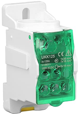 Uadme Bornier Electrique, UKK125 Bornier Rail DIN, Bloc de Jonction 690V, pour Armoires de Distributio Armoires Haute Tension (Vert)