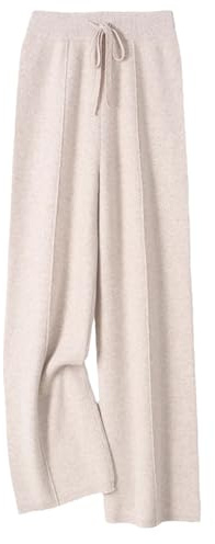 Pantaloni da donna in lana lavorata a maglia a gamba larga basic morbidi e caldi in cashmere, XXL