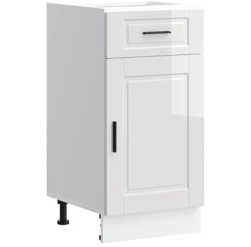 vidaXL Mueble bajo de Cocina Porto Alto Brillo Blanco, Mueble bajo de Fregadero, Mueble bajo de Cocina con cajón, Mueble bajo de Fregadero