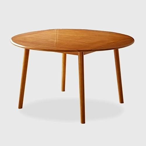 Ausziehbarer runder Holz-Esstisch für Zuhause, Büro, quadratischer Küchentisch mit kleinem Verhandlungstisch, Konferenztisch, natürliches Finish (120 cm)
