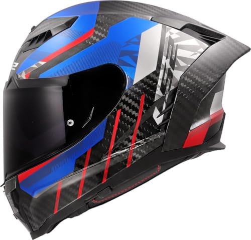 LS2, Integraler Motorradhelm DRAGON TRAX Blue Red, L | Atmungsaktiv