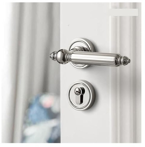 Serratura della porta della camera da letto Serratura della porta della camera di lusso leggera francese argento silenziosa aspirazione magnetica porta interna serratura della porta in legno serratura