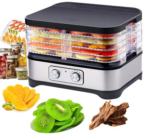 XoTiq Déshydrateur Alimentaire, séchoir électrique, déshydrateurs à 5 Plateaux pour Aliments et viandes séchées, Circulation d'air Chaud à 360°, déshydrateurs pour Fruits et légumes, contrôle