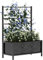 Outsunny Raised Bed for Garden with Trellis, Galvanised Planter Box with Diamond Pattern, Drainage Holes for Vegetables, Herbs and Flowers, 90 x 40 x 120 cm, Black