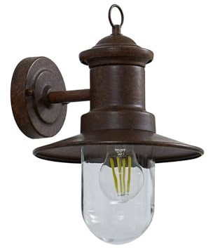 Lindby Wandleuchte außen (Laterne) Eloretta (spritzwassergeschützt (Landhaus, Vintage Rustikal) in Braun aus Metall (1 flammig E27) - Außenwandleuchten Wandlampe Led Außenlampe Outdoor