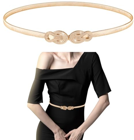 GEEHUA Ceintures extensibles dorées pour femmes, ceinture élastique en chaîne dorée pour robes minces, ceinture fine pour robe de femme, doré, taille unique