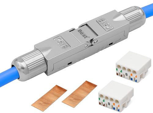 Germany B.e.s.t 1x CAT.8 Netzwerkverbinder werkzeuglos STP Kupplung feldkonfektionierbar kompatibel mit CAT7,CAT6