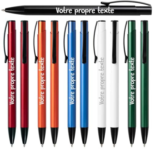 DECORS concept - 24x Stylo Personnalisé de Haute Qualité - Stylo personnalisable avec gravure, Idéal pour cadeau invites mariage, Communions, Cadeaux d'Entreprise ou Gadget Publicitaire