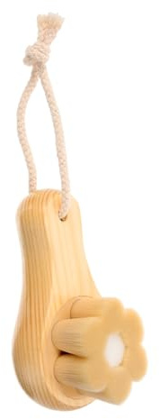 Manuelle Gesichtsreinigungsbürste in Blütenform mit Holzgriff, Beige | Faux Fiber Borsten, Peelingbürste für Tägliche Reinigung, Kompakt und Handlich