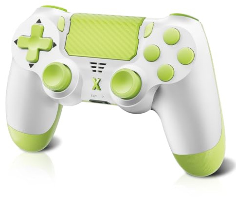 Quevati Wireless Controller für PS-4, Wireless Controller für Pro/Slim/PC, Bluetooth-Gamepad-Joystick mit Dual-Vibration, Touchpanel, 3,5-mm-Audiobuchse, sechs Achsen, verbesserte Ergonomie (Gelb)
