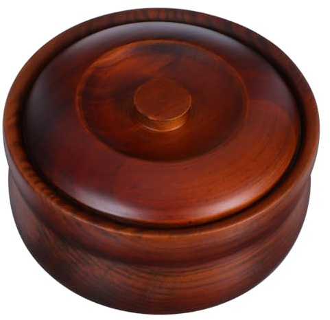 Healifty Tazón de Madera con Tapa para Cuenco Multifuncional de Madera Natural para Ensaladas Arroz Sopa Miso y Frutas Diseño para Uso Hogar de Infantes y Escuela