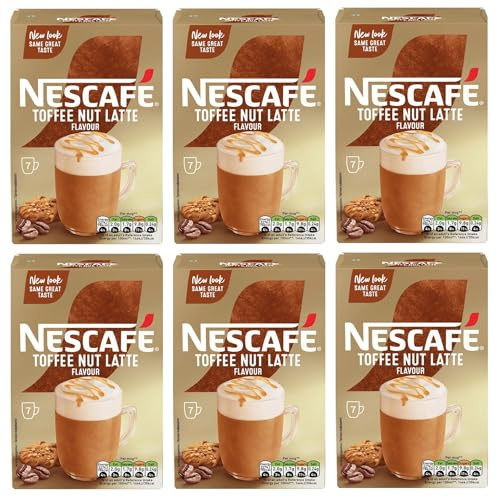 NESCAFÉ Toffee Nut Latte Instant Coffee Sachets x7 (Pack of 6, Total 42 Sachets)