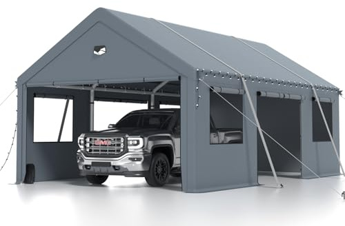 Carport 12X20 Heavy Duty,Carport Canopy with Side Door,Portable Car Ports Garage,Outdoor Car Shelter All Weather