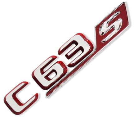 MCK Auto - Emblema C63s plateado brillante con borde rojo para maletero trasero, modificación del emblema