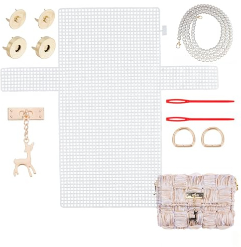 sundrerfect Telaio in Plastica per Ricamo e Uncinetto – Kit Completo con Griglia 4mm per Creare Borse, Accessori e Decorazioni Fai da Te (19x14x6 cm)