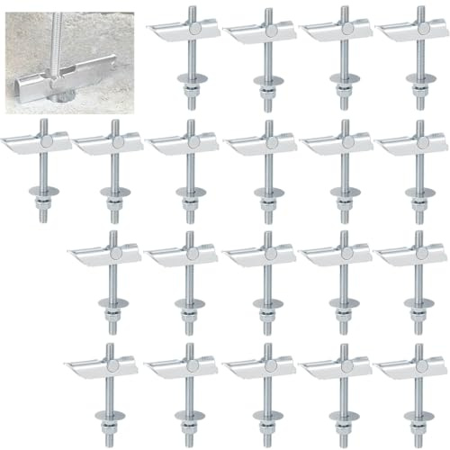 Anclaje con resorte y tornillo roscado, 20 piezas. Tacos abatibles con resorte para cargas pesadas, de acero al carbono, M8 x 100 mm. Tacos para cavidades, tacos abatibles, con arandela y tuerca