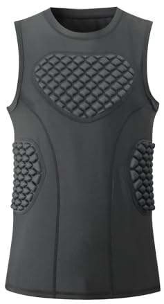 Jormino Padded Baseball Shirt for Men, Chest Protector with Side Rib and Lower Back Guards Black XXL