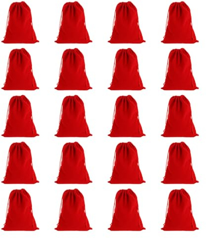 QUARKZMAN 20 Stück Weiche Samtbeutel 20 x 15cm, Stoffbeutel mit Kordelzug Rot - Für Hochzeit Party Favors Süßigkeiten Schmuckverpackung Organisation Aufbewahrung