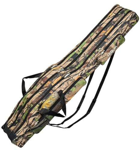 VDSTAR Angeltasche Rutentasche 150cm mit 3 Fächern | Rod Case, Falten Stange Werkzeuge, Mit Tragegurt, Für Ruten Kescher Angelzubehör