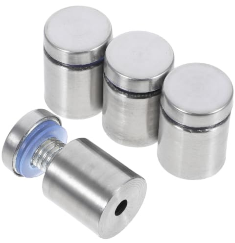 IMIKEYA Wall Standoff Mounts Screws Glass Fixing Hardware Stainless Steel 4pcs Silver with Silicone Rings and Screw Expansion Tubes for Glass Fasteners and Advertising Boards for Offices