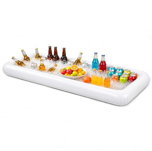 Novelty Place Aufblasbare Getränkekühler, Aufblasbarer Bierkühler mit Ablaufstopfen - ideal für Sommer-Picknicks, Pool-Partys und Buffets - Serviertablett für Essen und Getränke