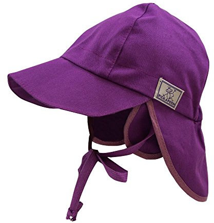 PICKAPOOH Baby/Kinder Sonnenhut/Sonnenmütze Tom mit UV-Schutz aus Reiner Bio-Baumwolle, Dahlia Gr. 56