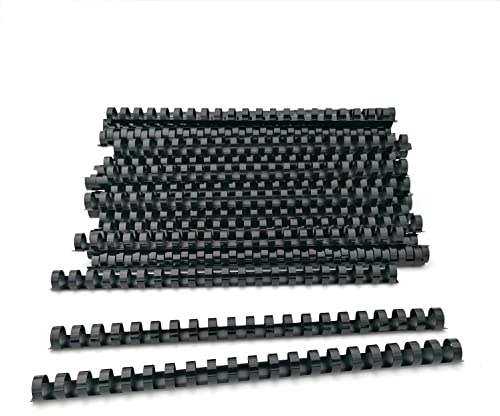 Alevar Dorsi in Plastica a Spirale per Rilegatura, 21 Anelli Diametro 16 mm, Formato A4, Capacità da 101 a 120 Fogli, Colore Nero, Confezione da 100 Pezzi
