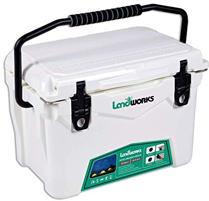 Landworks Rotomolded ENHANCED Ice Cooler 19L 20QT Up to 10 Day Ice Retention Commercial Grade Food Safe Dry Ice Compatible UV Protection 15mm