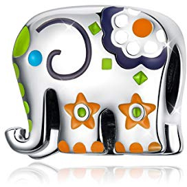 Éléphant Charms Argent émail coloré Thaïlande Perles Animaux Charmes Compatible avec Pandora Bracelets Collier