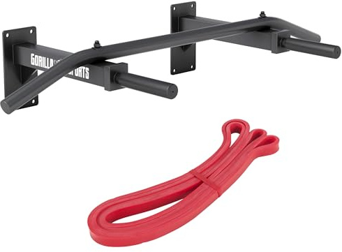 GORILLA SPORTS® Klimmzugstange zur Wandmontage, 3 Griffarten, 350 kg | Aus Stahl mit rutschfesten Griffen, Montagesatz und Anleitung; Pull Up Bar und Dip Bar für Rücken-, Arm- und Bauchtraining