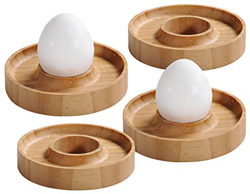 KESPER | Hueveras, juego de 4 unidades, material: bambú, tamaño: Ø 10 cm, altura: 2 cm, color: marrón | 58165