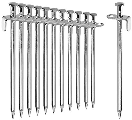 COM-FOUR® 12x piquetas de Acero - piquetas largas y robustas para Acampar - Ideal para terrenos Normales y Duros - 20 cm