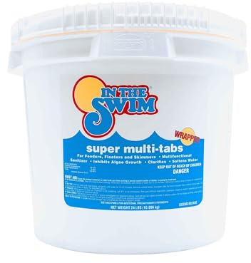 In The Swim Super Multi-Tabs 5 in 1 da 7,6 cm, disinfettante per piscine, cloro, alghicidi, stabilizzatore, chiarificatore, 10,9 kg