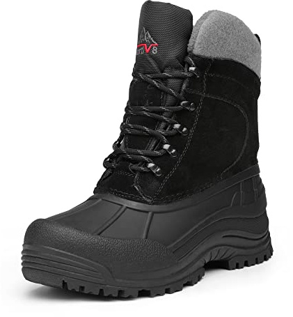 NORTIV 8 Men's Insulated Waterproof Winter Snow Boots,Size 10,Black,TERREY-1M