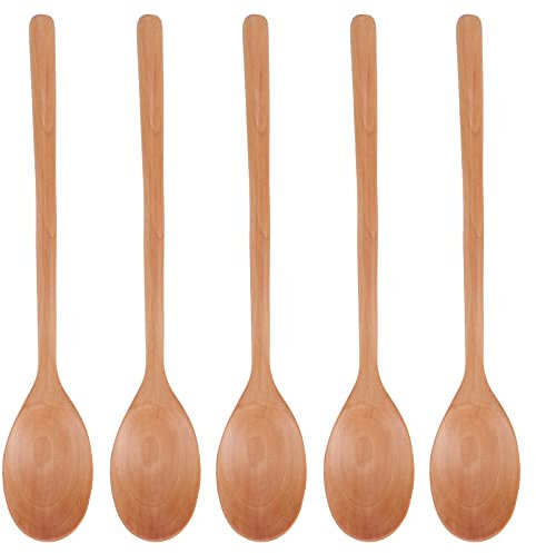 Holzlöffel, 5 Stück Wiederverwendbarer Japanischer Löffel mit Langstieligem Geschirrset für das Tägliche Picknick Im Schulbüro(Holzfarbe)