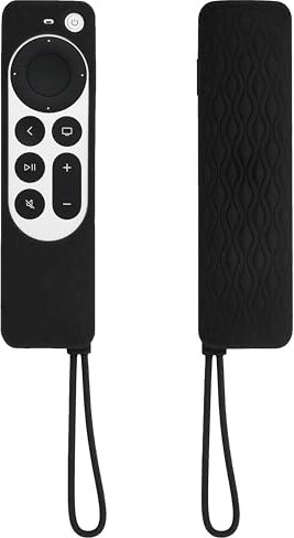 TOKERSE Case for Apple TV 4K Siri Remote 2022 3rd Gen and 2021 2nd Gen - Soft Silicone Remote Cover Case with Lanyard for Apple TV 4K / HD 2021 2022 Siri Remote Controller (2nd Gen/ 3rd Gen) - Black