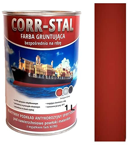 CORR-STAL Metallschutzlack, Rostschutzfarbe, Metallfarbe außen, Grundierung gegen Rost, Farbe für Metall, Rostschutzgrundierung Korrosionsschutz, Metallack, Aluminium-Zink. (1 Liter, Red)