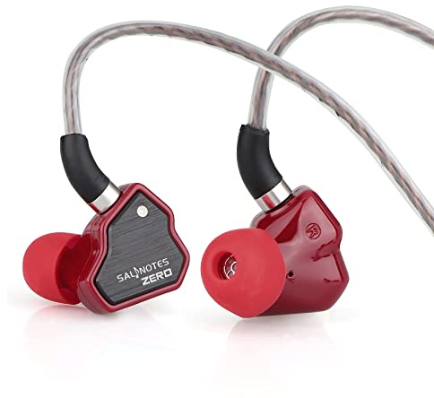LINSOUL 7Hz Salnotes Zero HiFi 10 mm dynamischer Treiber In-Ear-Kopfhörer IEM mit Metallverbundmembran, Edelstahl-Frontplatte, abnehmbares 2-poliges OFC-Kabel(Rot,Ohne Mikrofon,3,5 mm)