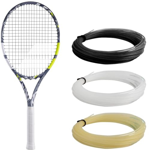 Babolat, Evo Aero Lite Saitentennisschläger für Erwachsene, ideal für Fortschritt, Kraft und Manövrierfähigkeit, aerodynamischer Spin Alpha-Rahmen, Griffgröße 1, französische Marke, Grau/Gelb